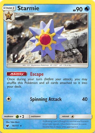 Starmie 016/111  - Reverse Holofoil SM  Crimson Invasion - Rare