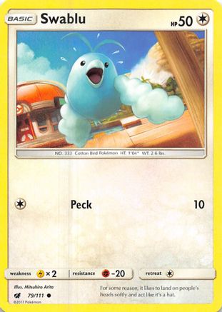 Swablu 079/111  - Reverse Holofoil SM  Crimson Invasion - Common