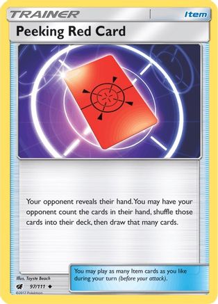 Peeking Red Card 097/111  - Reverse Holofoil SM  Crimson Invasion - Uncommon