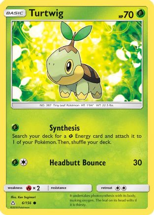 Turtwig (6) (6) 006/156  - Reverse Holofoil SM  Ultra Prism - Common