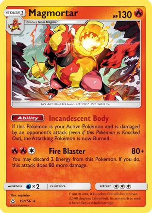 Magmortar 019  - Reverse Holofoil SM  Ultra Prism - Holo Rare