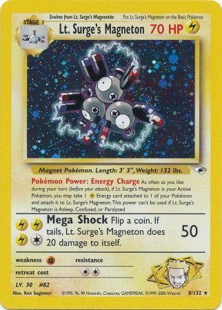 Lt. Surge's Magneton 008  - Unlimited Holofoil Gym Heroes - Holo Rare