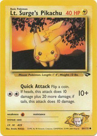 Lt. Surge's Pikachu 084  - Unlimited Gym Challenge - Common