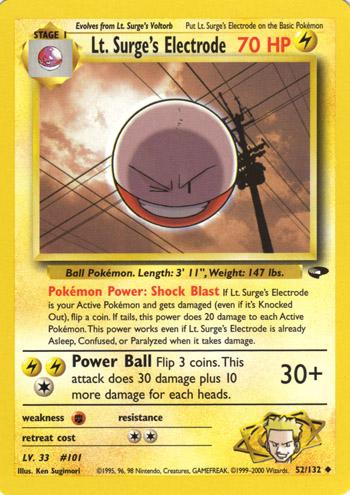 Lt. Surge's Electrode 052  - Unlimited Gym Challenge - Uncommon