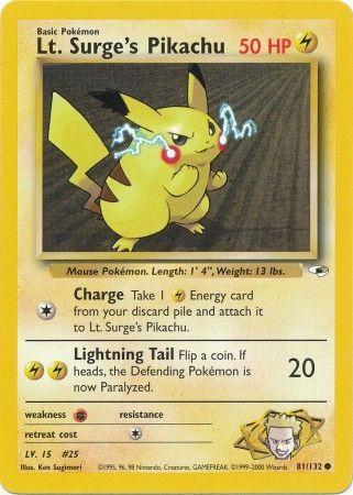 Lt. Surge's Pikachu 081  - Unlimited Gym Heroes - Common
