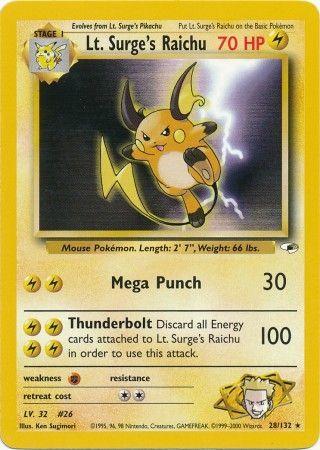 Lt. Surge's Raichu 028  - Unlimited Gym Heroes - Rare