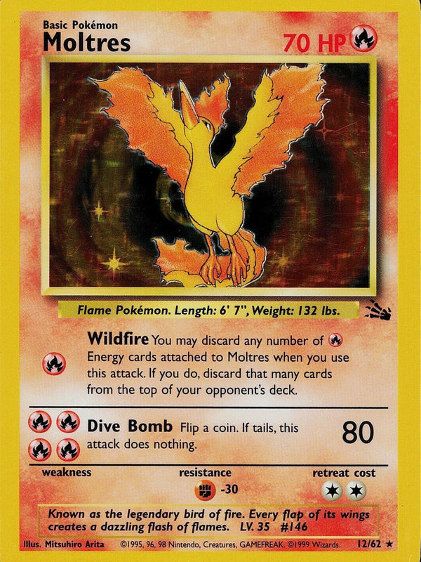 Moltres (12) (12) 012  - Unlimited Holofoil Fossil - Holo Rare