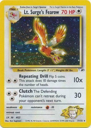 Lt. Surge's Fearow 007  - Unlimited Holofoil Gym Heroes - Holo Rare