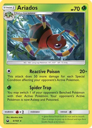 Ariados 006  - Reverse Holofoil SM  Celestial Storm - Holo Rare