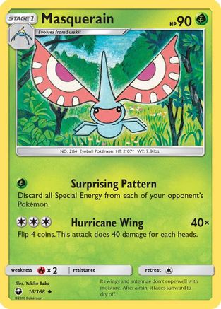 Masquerain 016  - Reverse Holofoil SM  Celestial Storm - Uncommon