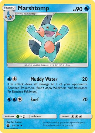 Marshtomp 034/168  - Reverse Holofoil SM  Celestial Storm - Uncommon