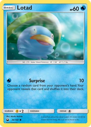 Lotad 036/168  - Reverse Holofoil SM  Celestial Storm - Common