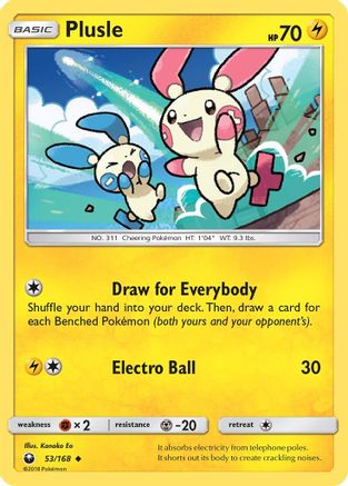 Plusle 053/168  - Reverse Holofoil SM  Celestial Storm - Uncommon