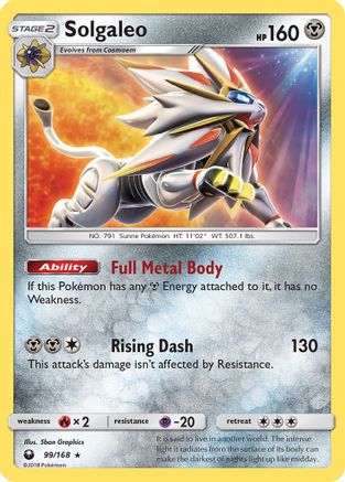 Solgaleo 099/168  - Holofoil SM  Celestial Storm - Holo Rare
