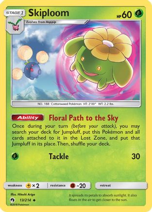 Skiploom 013/214  - Reverse Holofoil SM  Lost Thunder - Uncommon