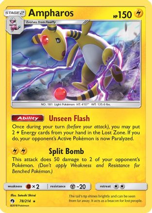 Ampharos (078/214) [SM  Lost Thunder] Reverse Holofoil - Holo Rare