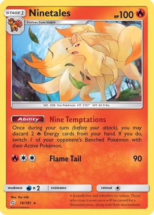 Ninetales 016/181  - Reverse Holofoil SM  Team Up - Rare