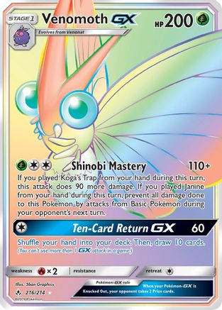 Venomoth GX (Secret) (216/214) [SM  Unbroken Bonds] Holofoil - Secret Rare