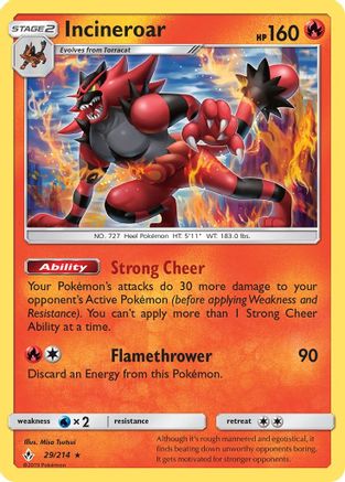 Incineroar (029/214) [SM  Unbroken Bonds] Normal - Rare