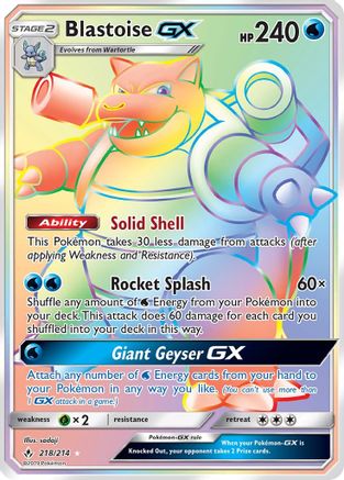Blastoise GX (Secret) (218/214) [SM  Unbroken Bonds] Holofoil - Secret Rare