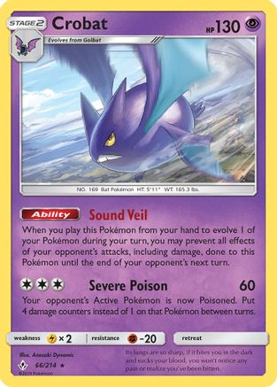 Crobat (066/214) [SM  Unbroken Bonds] Reverse Holofoil - Holo Rare