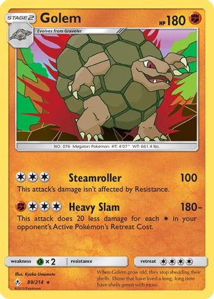 Golem (089/214) [SM  Unbroken Bonds] Reverse Holofoil - Holo Rare