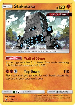 Stakataka (106/214) [SM  Unbroken Bonds] Holofoil - Holo Rare