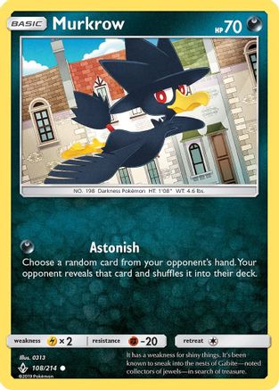 Murkrow/214  - Reverse Holofoil SM  Unbroken Bonds - Common