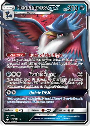 Honchkrow GX (109/214) [SM  Unbroken Bonds] Holofoil - Ultra Rare