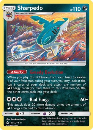 Sharpedo (111/214) [SM  Unbroken Bonds] Normal - Rare