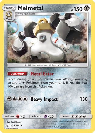 Melmetal  - Reverse Holofoil SM  Unbroken Bonds - Holo Rare
