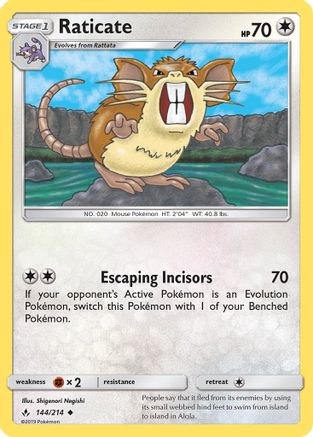 Raticate (144/214) [SM  Unbroken Bonds] Reverse Holofoil - Uncommon