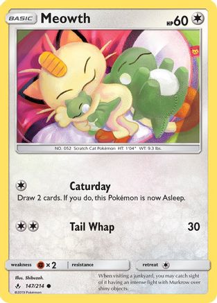 Meowth 147  - Reverse Holofoil SM  Unbroken Bonds - Common