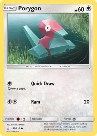 Porygon (155/214) [SM  Unbroken Bonds] Reverse Holofoil - Common