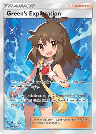Green's Exploration (Full Art) (209/214) [SM  Unbroken Bonds] Holofoil - Ultra Rare
