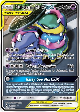 Muk & Alolan Muk GX (197) (Full Art)  - Holofoil SM  Unbroken Bonds - Ultra Rare