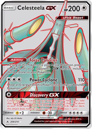 Celesteela GX (Full Art) (208/214) [SM  Unbroken Bonds] Holofoil - Ultra Rare
