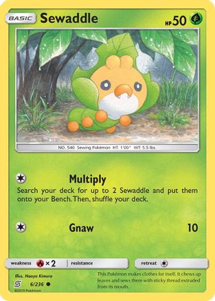 Sewaddle (6/236) [SM  Unified Minds] Reverse Holofoil - Common