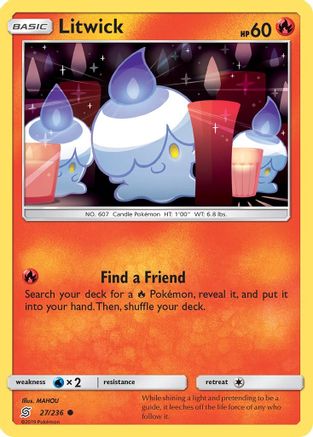Litwick (27) (27) 027/236  - Reverse Holofoil SM  Unified Minds - Common