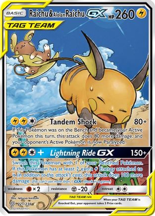 Raichu & Alolan Raichu GX (Alternate Full Art) (221/236) [SM  Unified Minds] Holofoil - Ultra Rare
