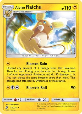 Alolan Raichu (057/236) [SM  Unified Minds] Reverse Holofoil - Holo Rare