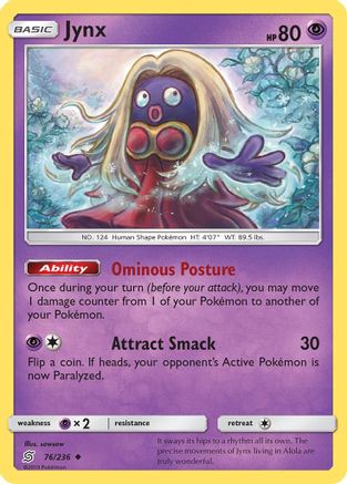 Jynx (076/236) [SM  Unified Minds] Reverse Holofoil - Uncommon