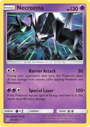 Necrozma 101  - Reverse Holofoil SM  Unified Minds - Rare