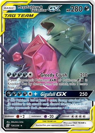 Mega Sableye & Tyranitar GX 126  - Holofoil SM  Unified Minds - Ultra Rare