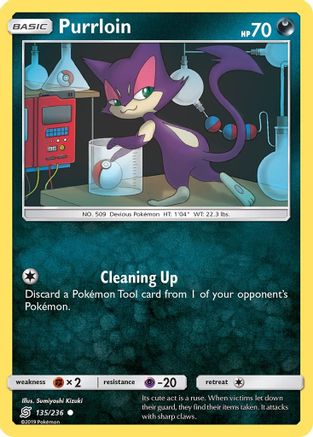 Purrloin (135/236) [SM  Unified Minds] Reverse Holofoil - Common