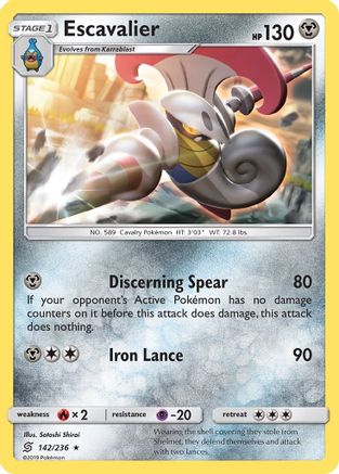 Escavalier (142/236) [SM  Unified Minds] Reverse Holofoil - Rare