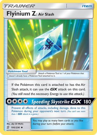 Flyinium Z: Air Slash (195/236) [SM  Unified Minds] Reverse Holofoil - Uncommon