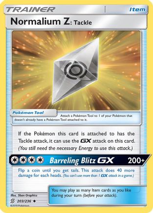 Normalium Z: Tackle  - Reverse Holofoil SM  Unified Minds - Uncommon