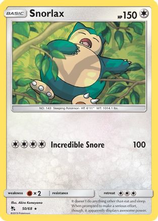 Snorlax 050/68  - Reverse Holofoil Hidden Fates - Rare