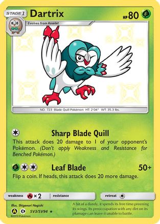 Dartrix (SV3/94) [Hidden Fates Shiny Vault] Holofoil - Shiny Holo Rare